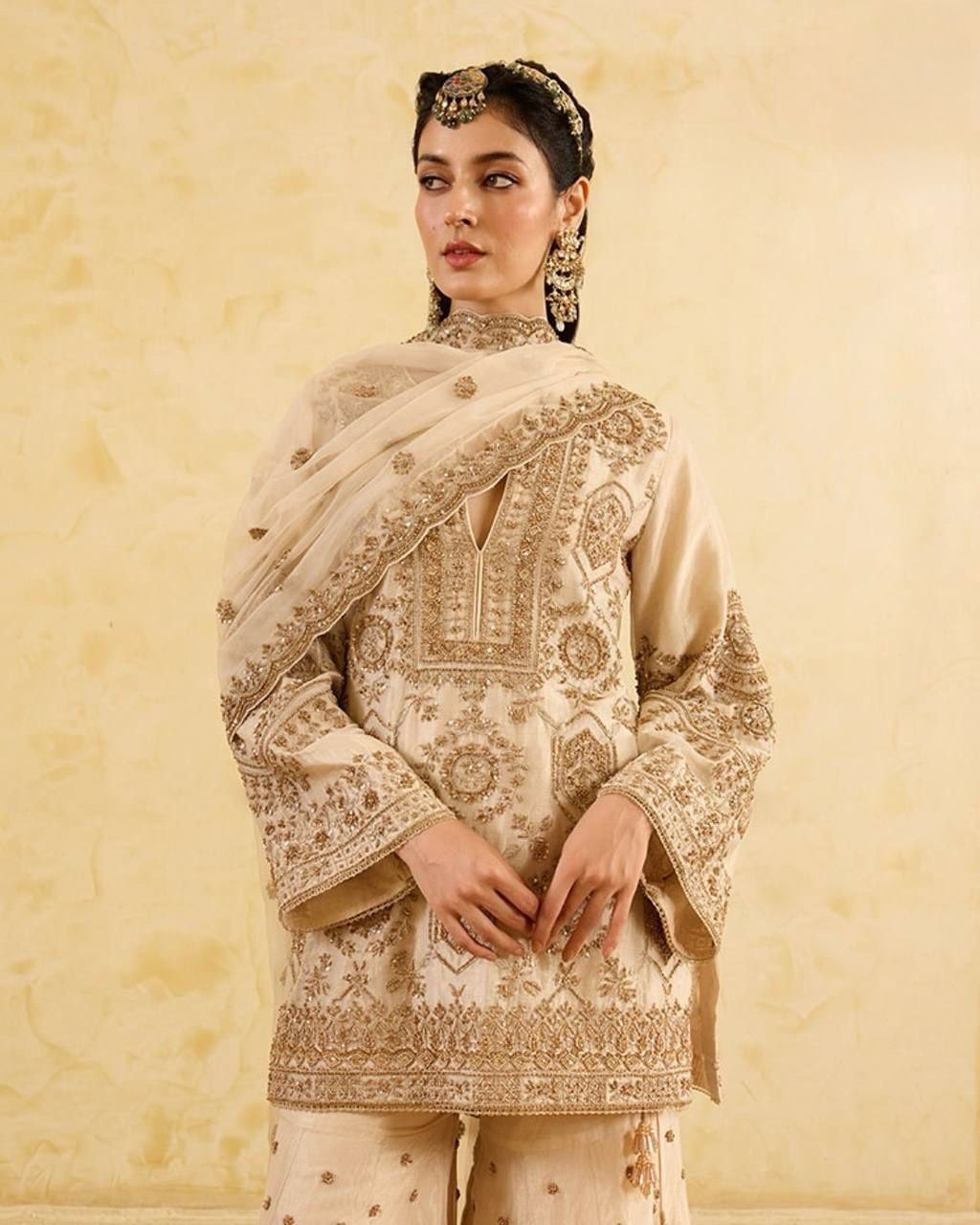 Elegant Chinon Silk Embroidered Top Plazo Set with Organza Dupatta – Fully Stitched Ethnic Ensemble