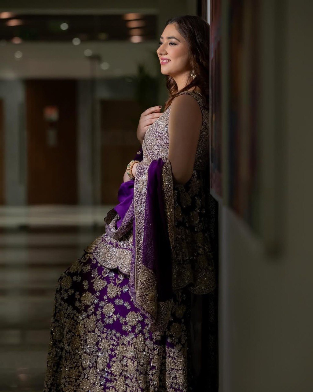 Foux Gorgette Thread Work Top with Sequins and Sharara Set