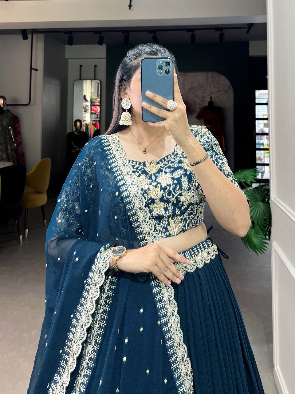 Morpeach Ceremonial Georgette Readymade Lehenga Choli