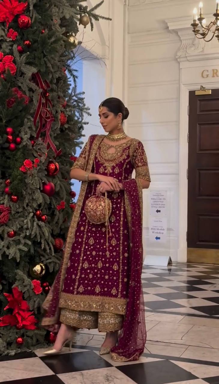 Rani Pink Heavy Faux Georgette Embroidered Suit Set – Fully Stitched