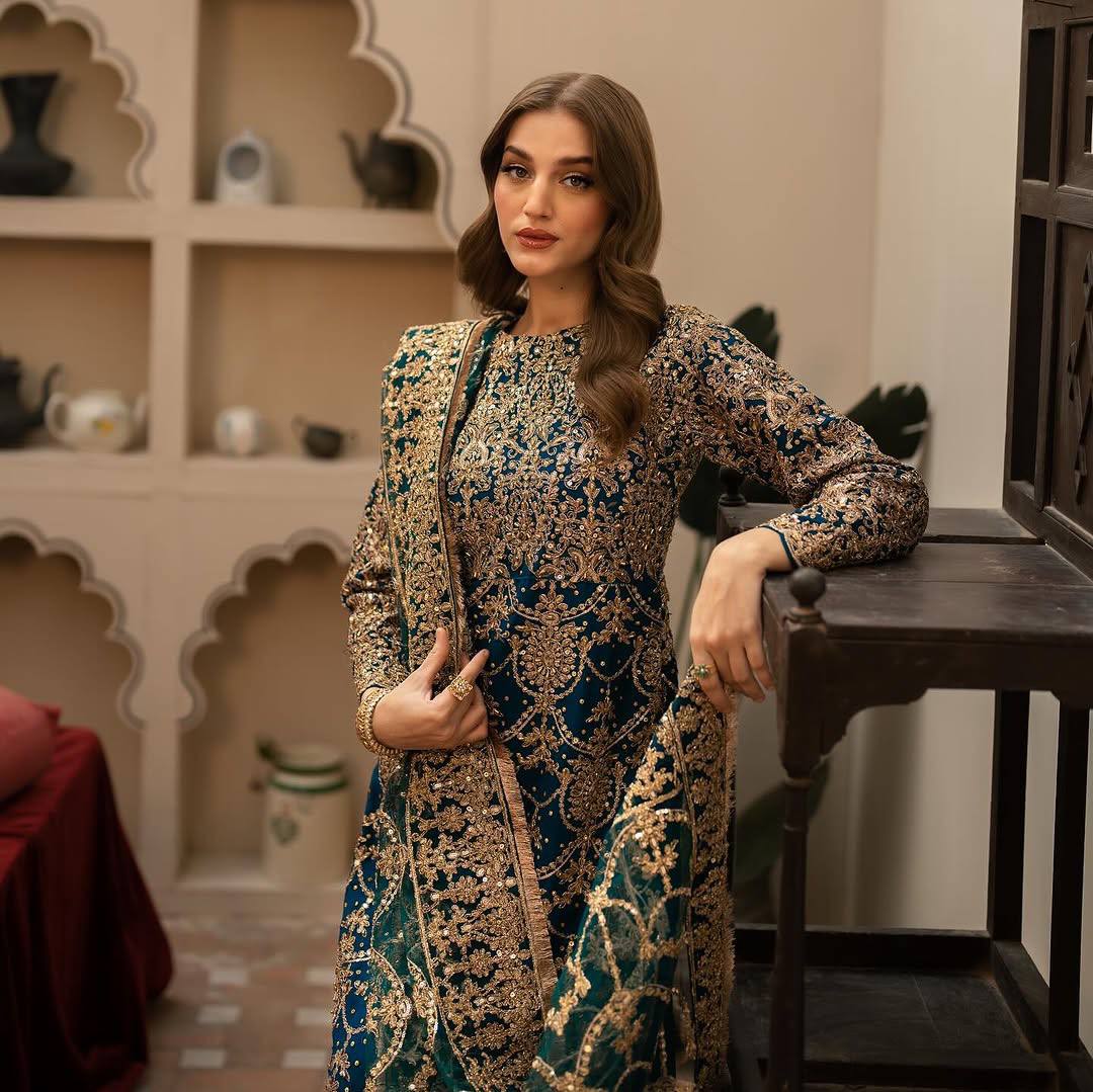 Rama Green Heavy Faux Georgette Embroidered Suit with Beads & Sequence Work – Fully Stitched