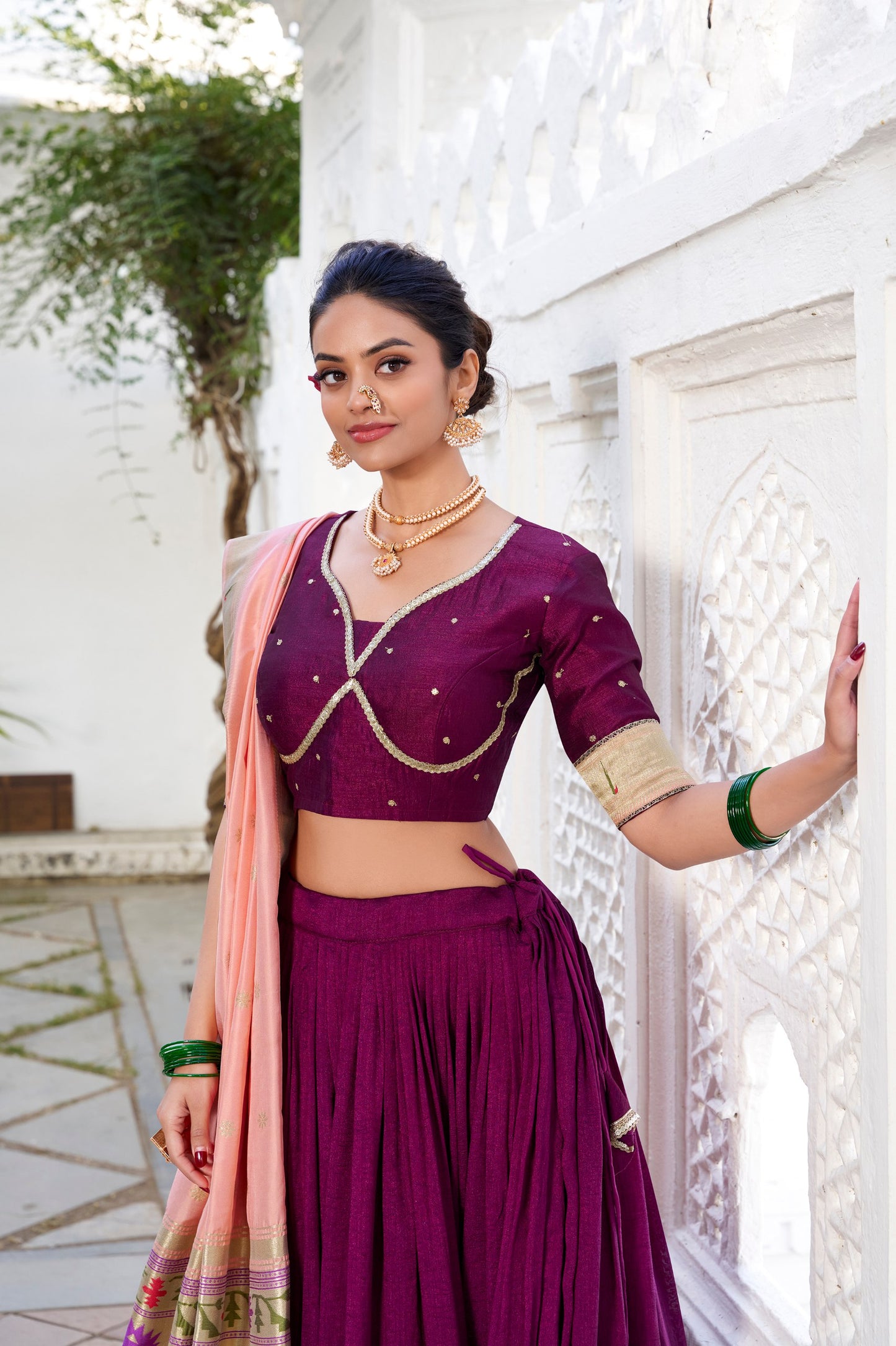 Royal Purple Vichitra Silk Lehenga Set | Paithni Border | Wedding & Festive Wear