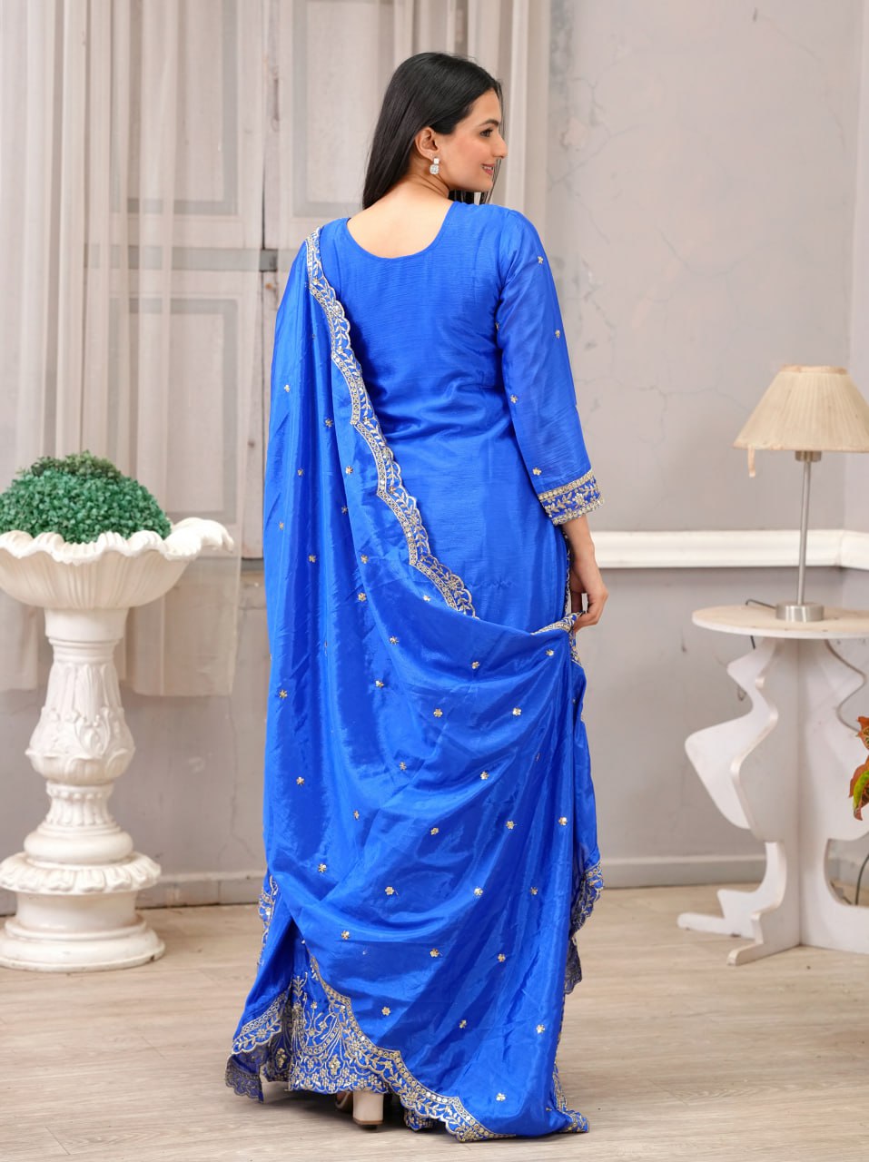 Chinon Sequence Embroidered Sharara Suit Set for Women - Traditional & Party Wear