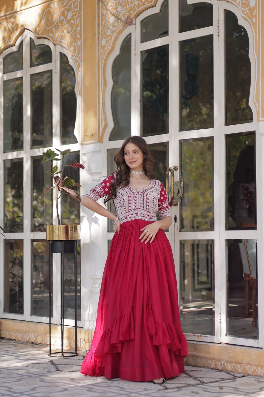 Designer Star Georgette Pink Kurti with Lehenga Set Embellished with Beads and Sequins Work