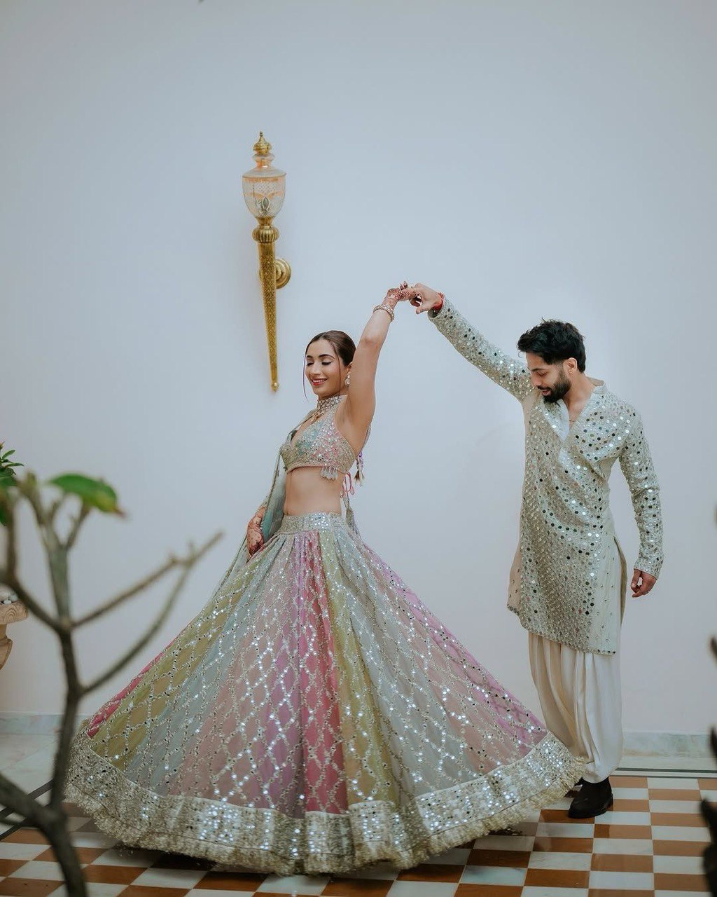Fox Georgette Semi-Stitched Lehenga Set with 3.5 Meter Flair and 9mm Sequin Work