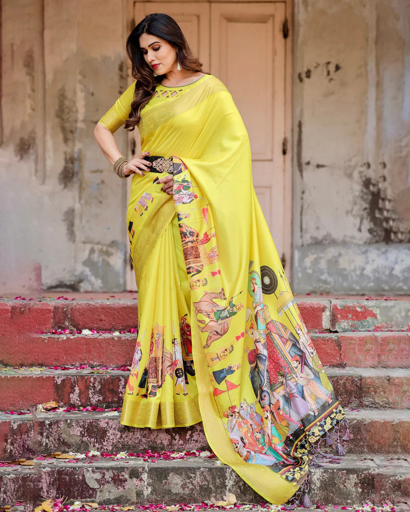 Haldi Ceremony Special Pure Silk Rich Yellow Saree