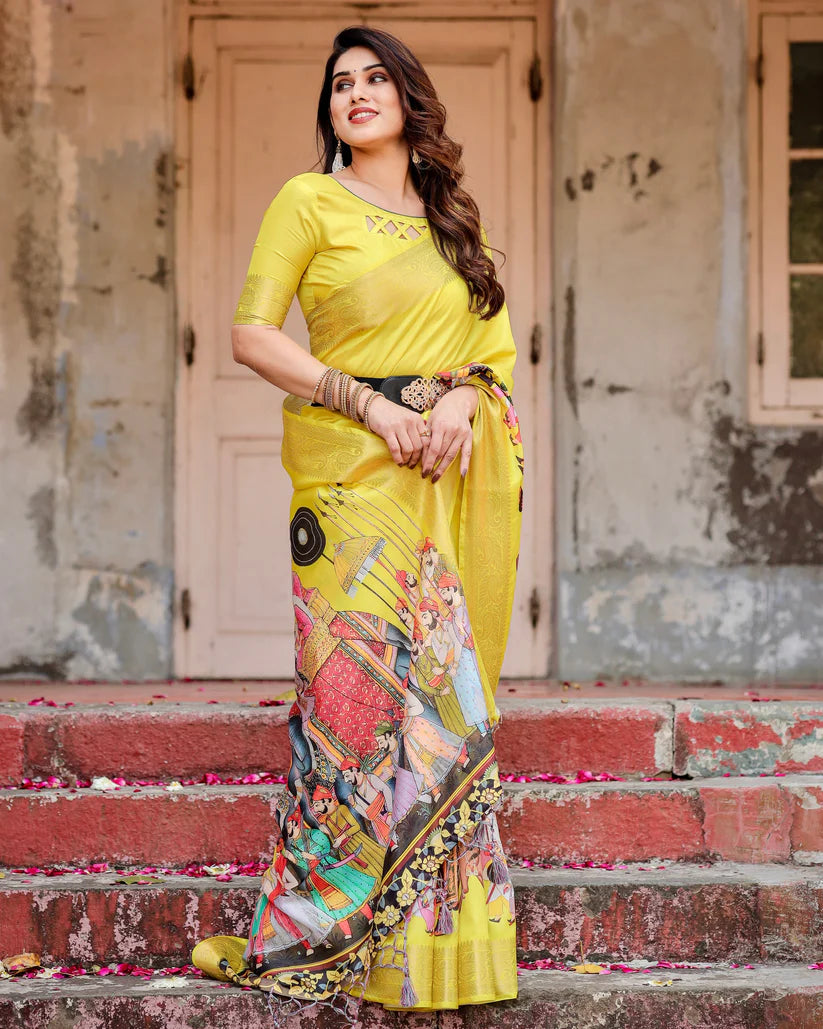 Haldi Ceremony Special Pure Silk Rich Yellow Saree