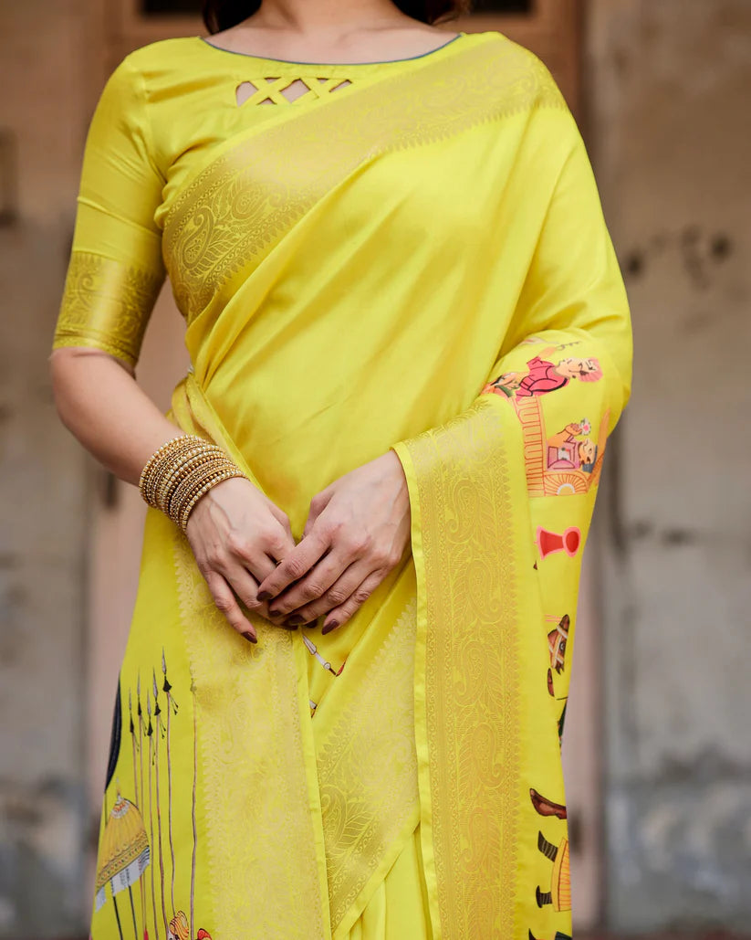 Haldi Ceremony Special Pure Silk Rich Yellow Saree