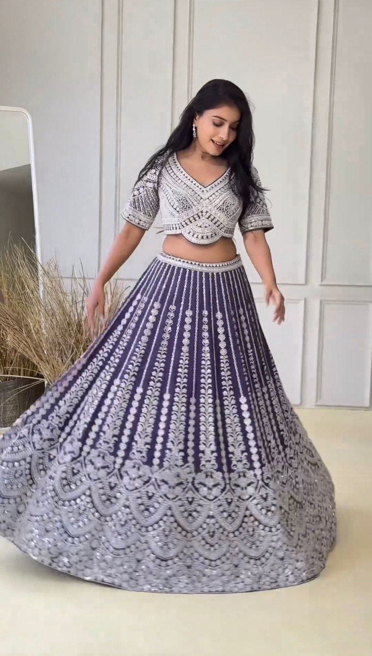 Luxurious Faux Georgette Lehenga Set with Coding Dori & Sequins Work, Embroidered Blouse & Designer Dupatta