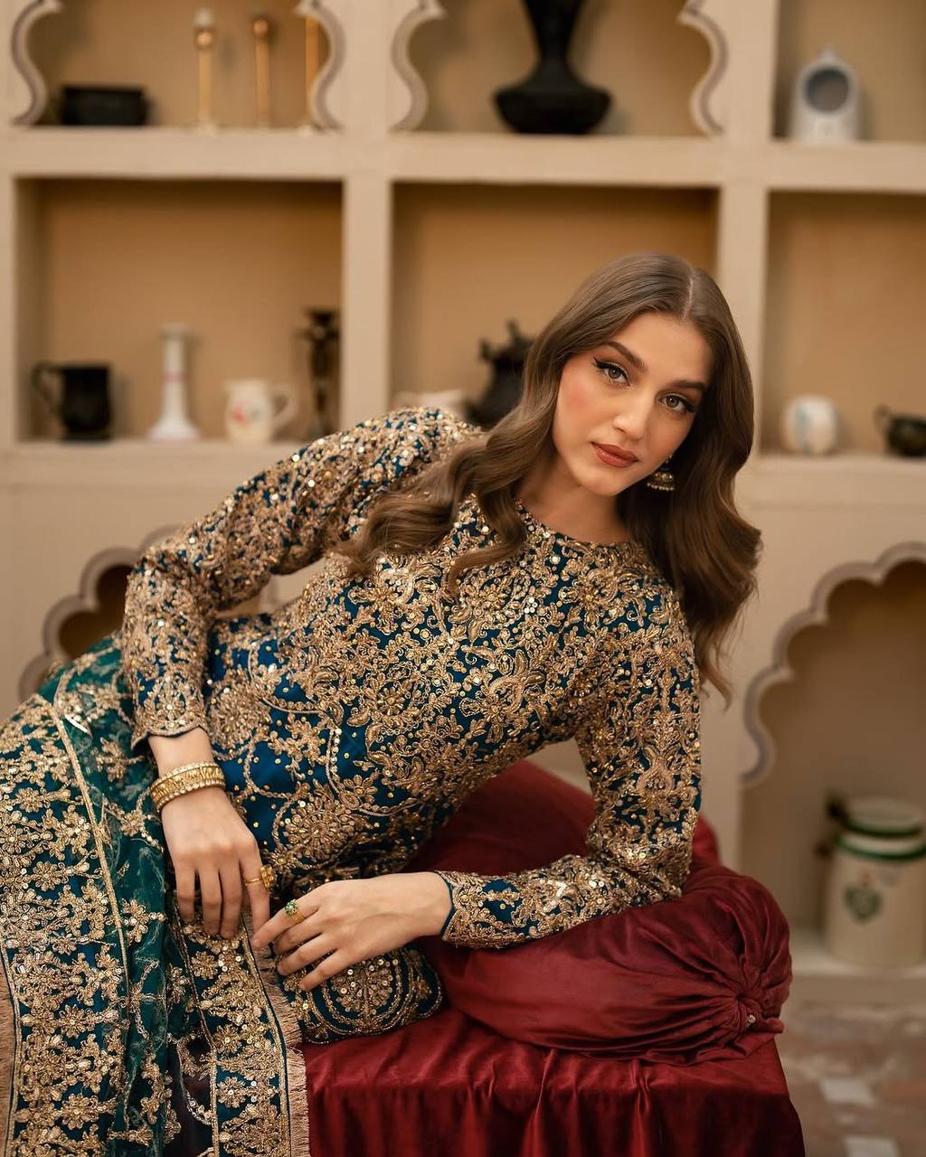 Rama Green Heavy Faux Georgette Embroidered Suit with Beads & Sequence Work – Fully Stitched