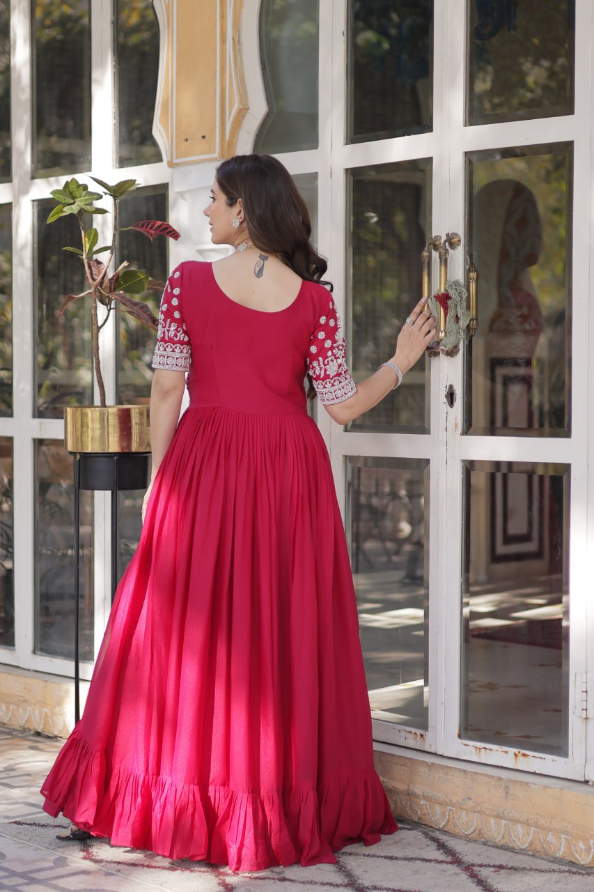 Designer Star Georgette Pink Kurti with Lehenga Set Embellished with Beads and Sequins Work