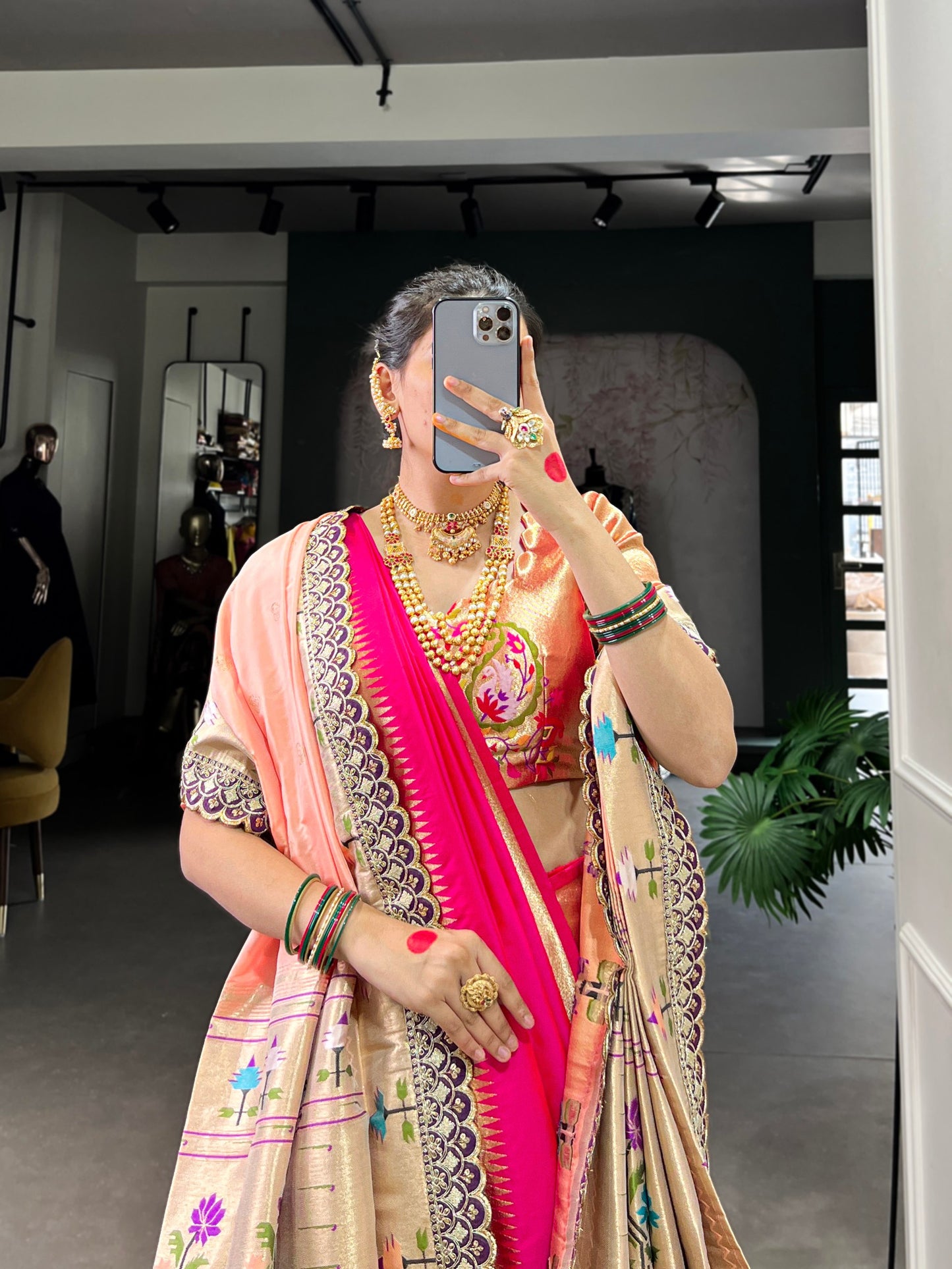 Premium Jacquard Silk Paithani Zari Weaving Pink Saree Set with Dupatta | Traditional Ethnic Wear