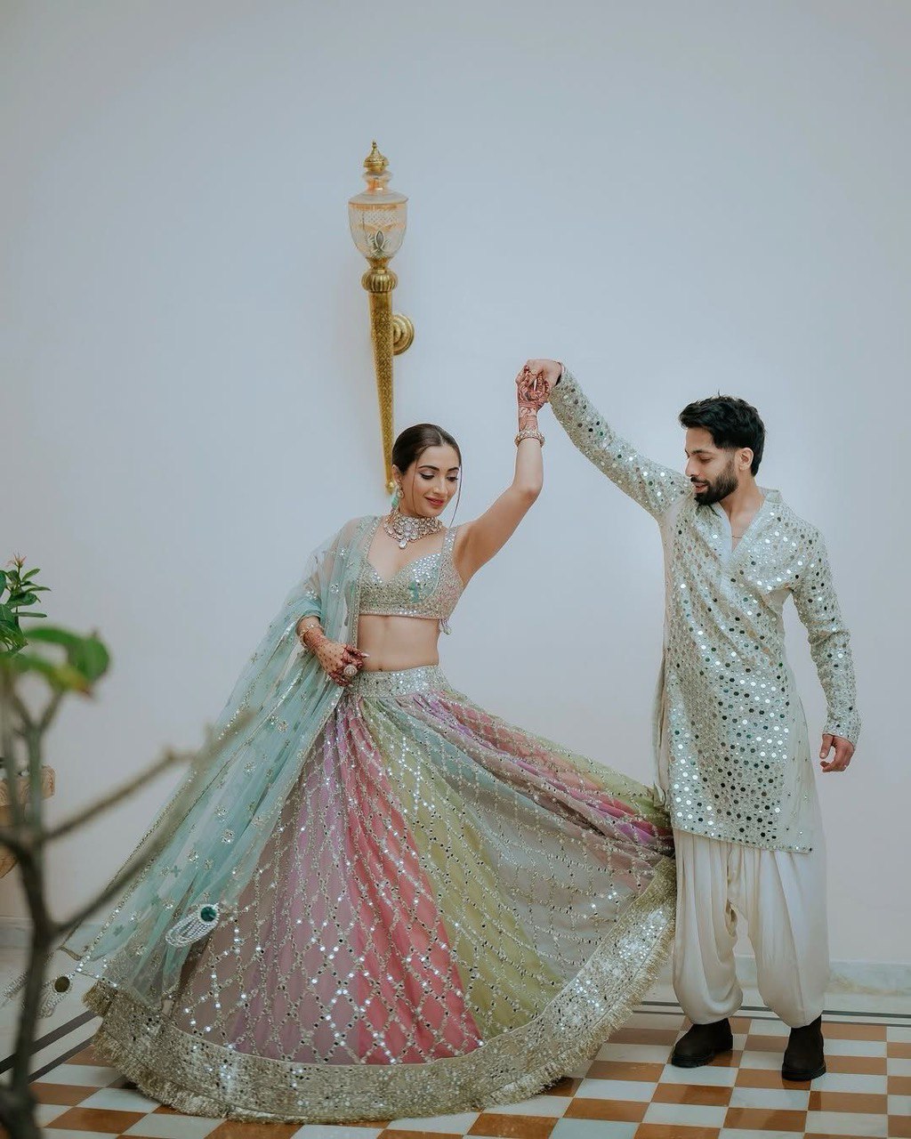 Fox Georgette Semi-Stitched Lehenga Set with 3.5 Meter Flair and 9mm Sequin Work
