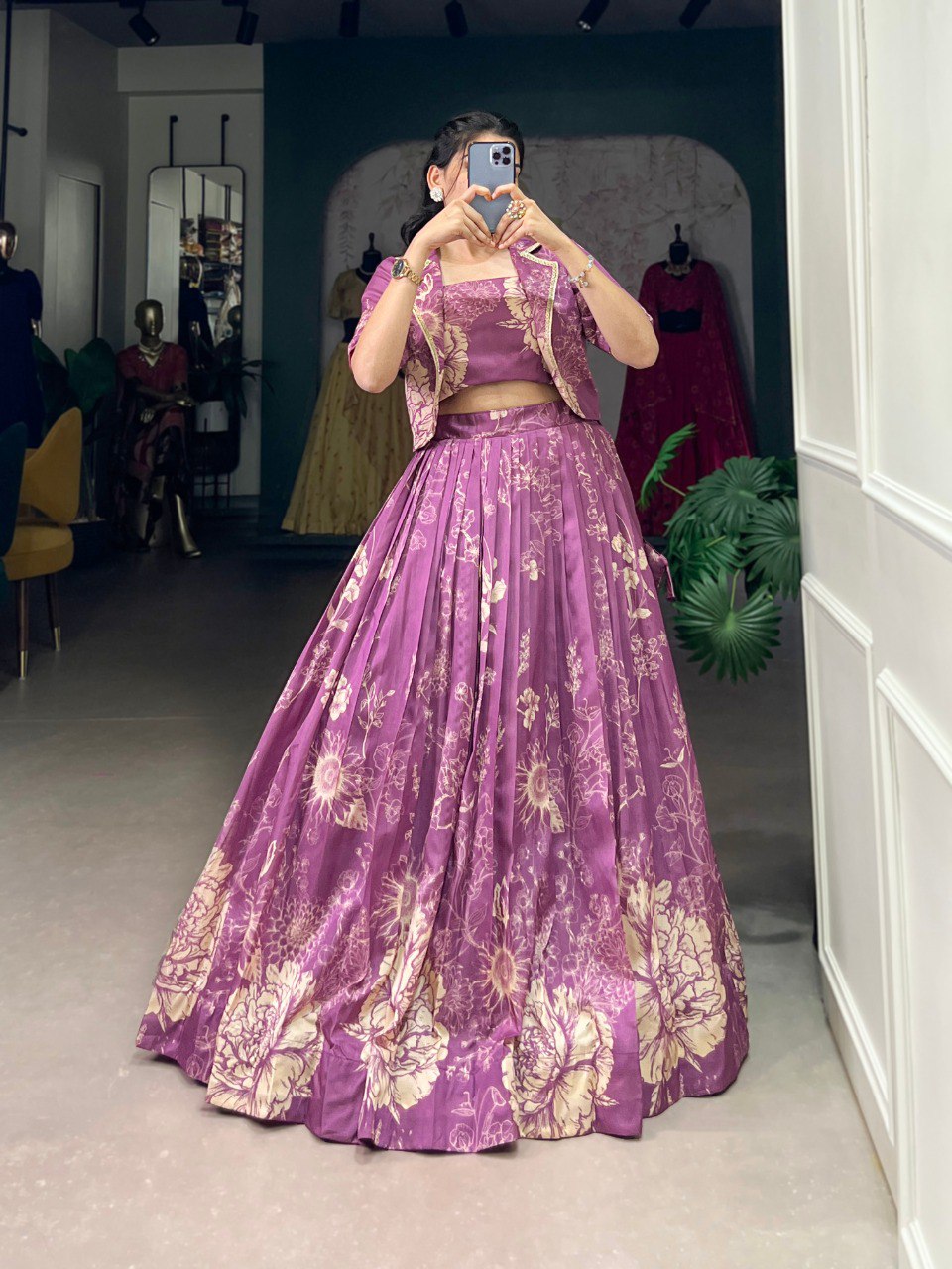 Purple Color Floral Printed Stylish Designer Lehenga choli