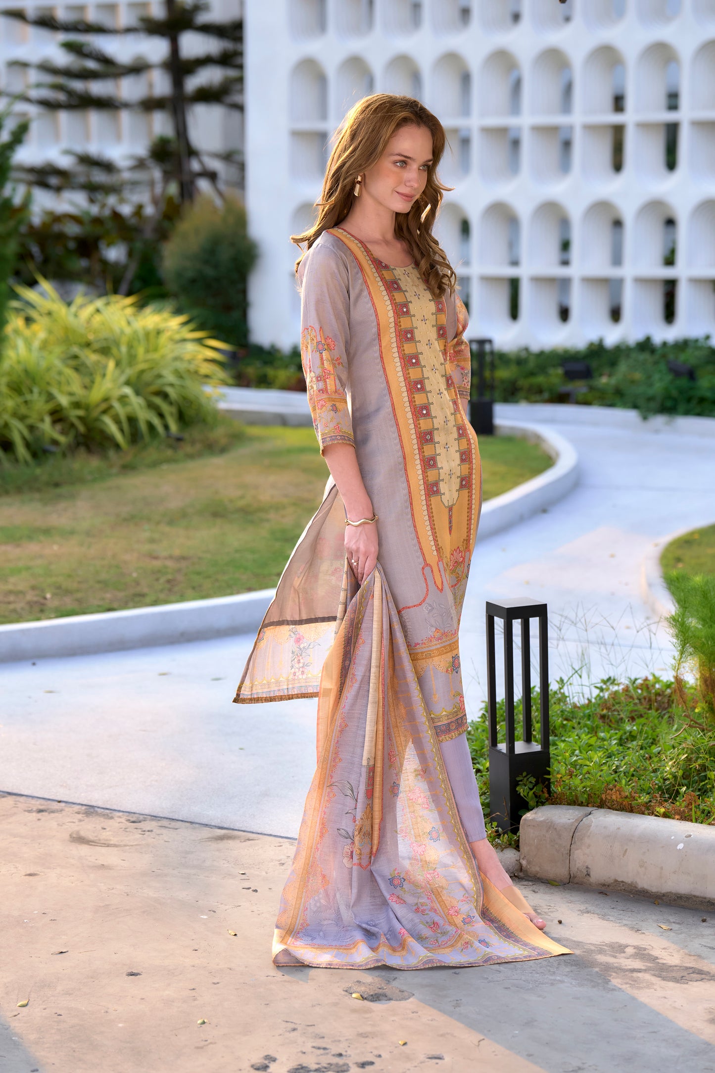Elegant Silk Blend Embroidered Kurta Set with Dupatta | Traditional Ethnic Wear for Women