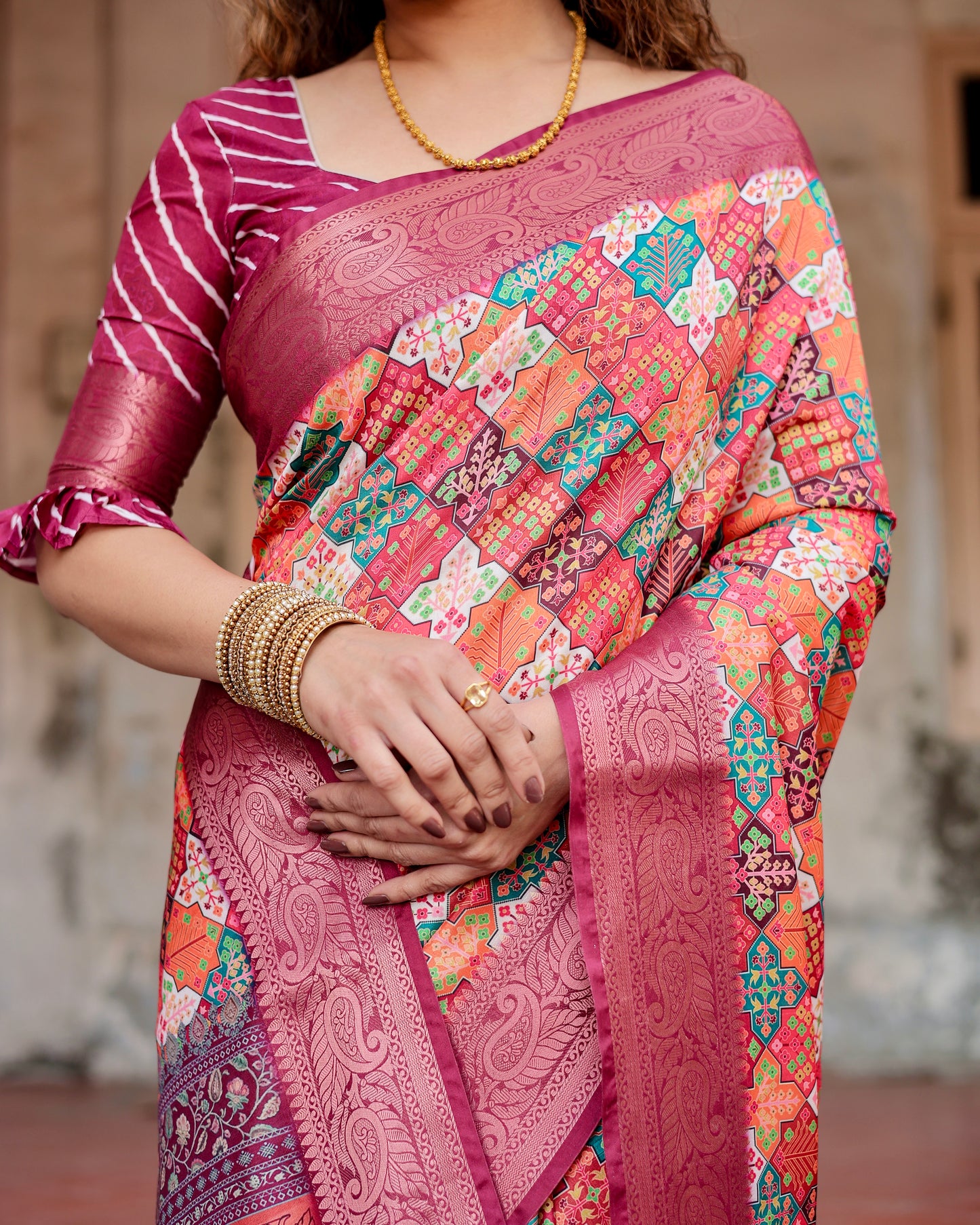 Adorable Printed Soft Silk Saree With Blouse For Women