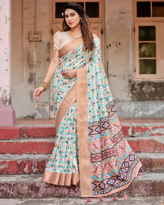 Multi Color Printed Silk Light Weight Saree