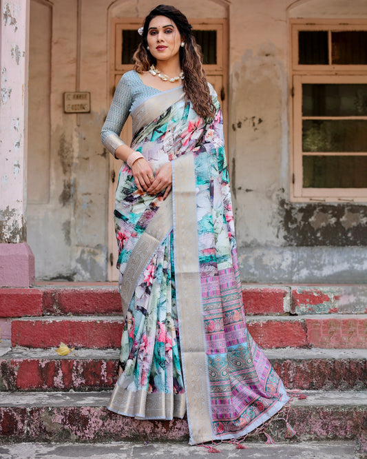 Printed Multi Color Silk Light Weight Saree