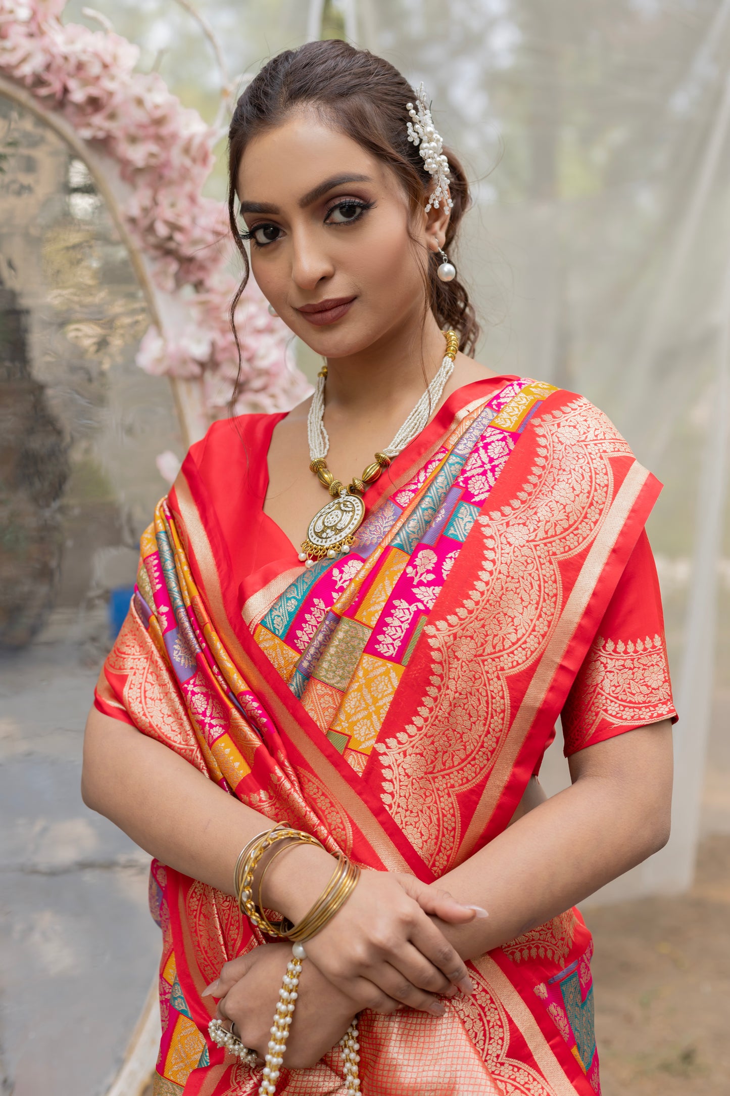 Banarasi Silk Saree with Rangkat Weaves & Intricate Zari Work