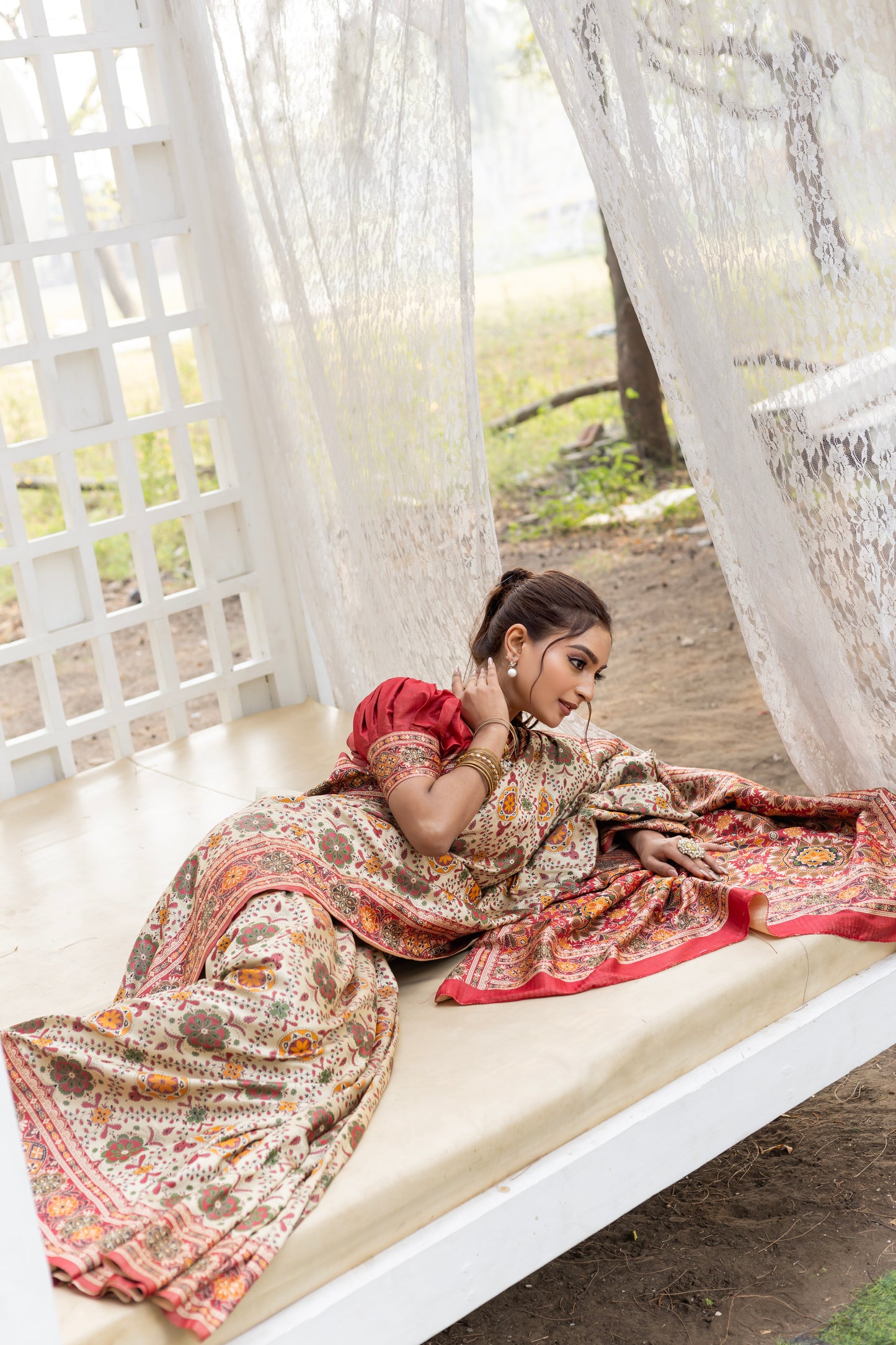 Off-White Patola Silk Saree