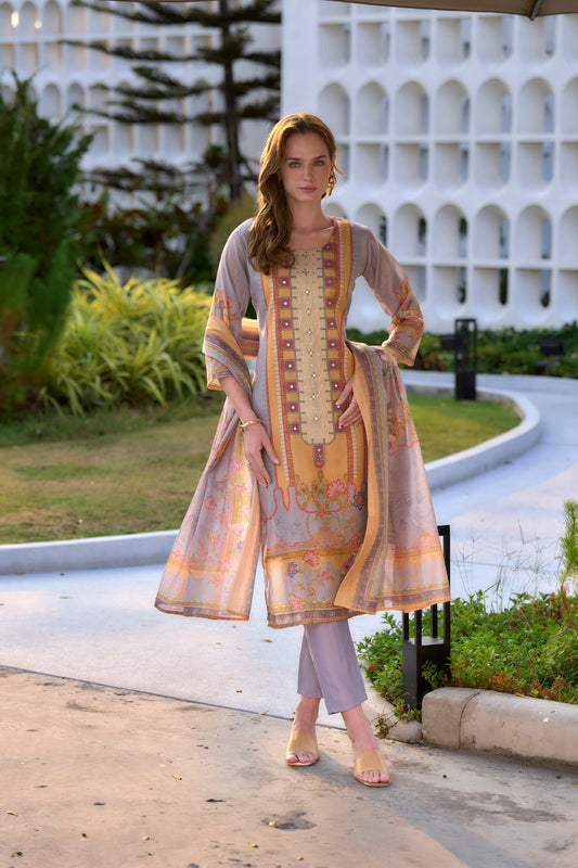 Elegant Silk Blend Embroidered Kurta Set with Dupatta | Traditional Ethnic Wear for Women