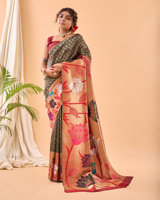 Almost Black Paithani Silk Saree