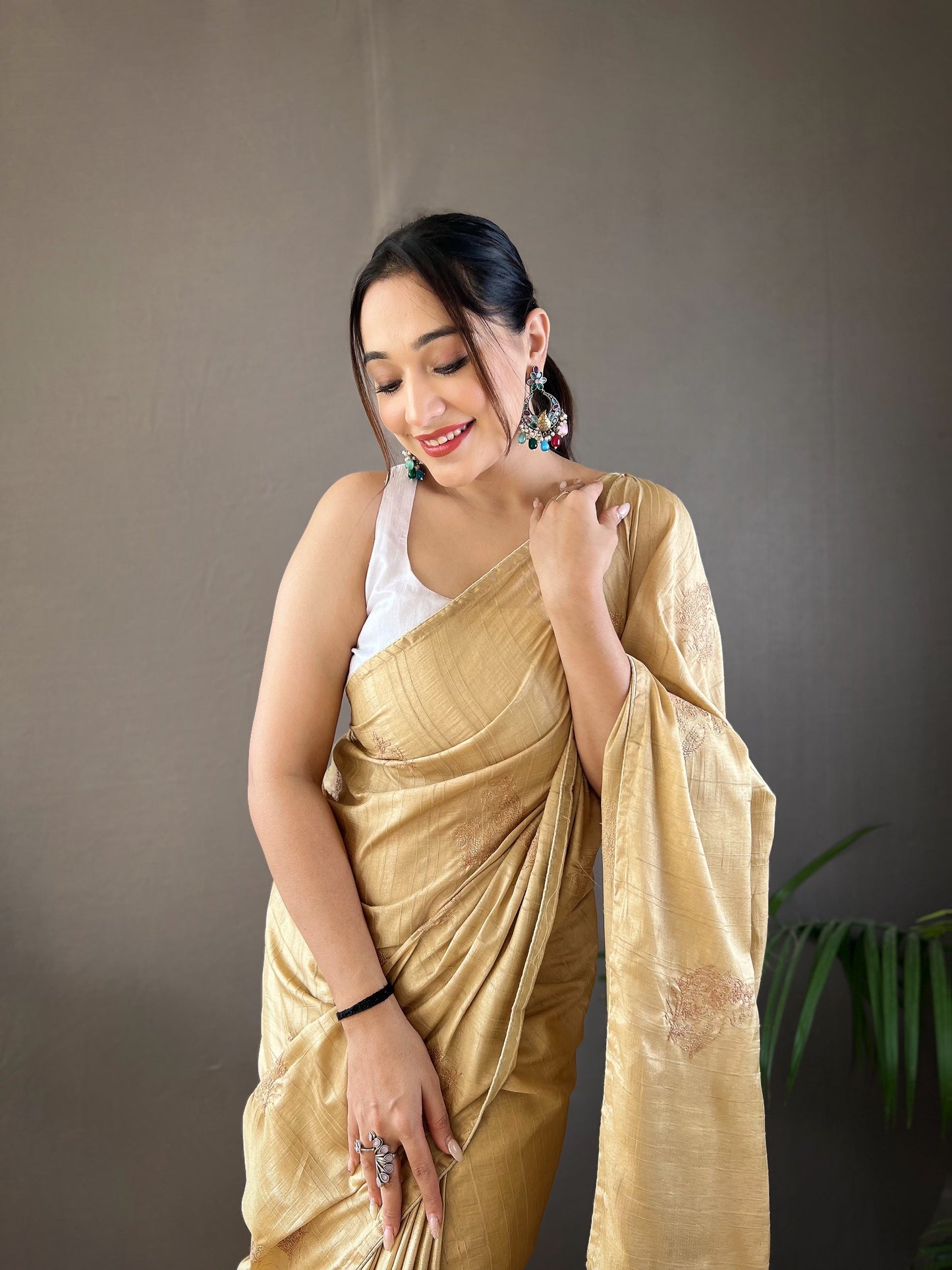 Cream Amaya Silk Embroidered Saree