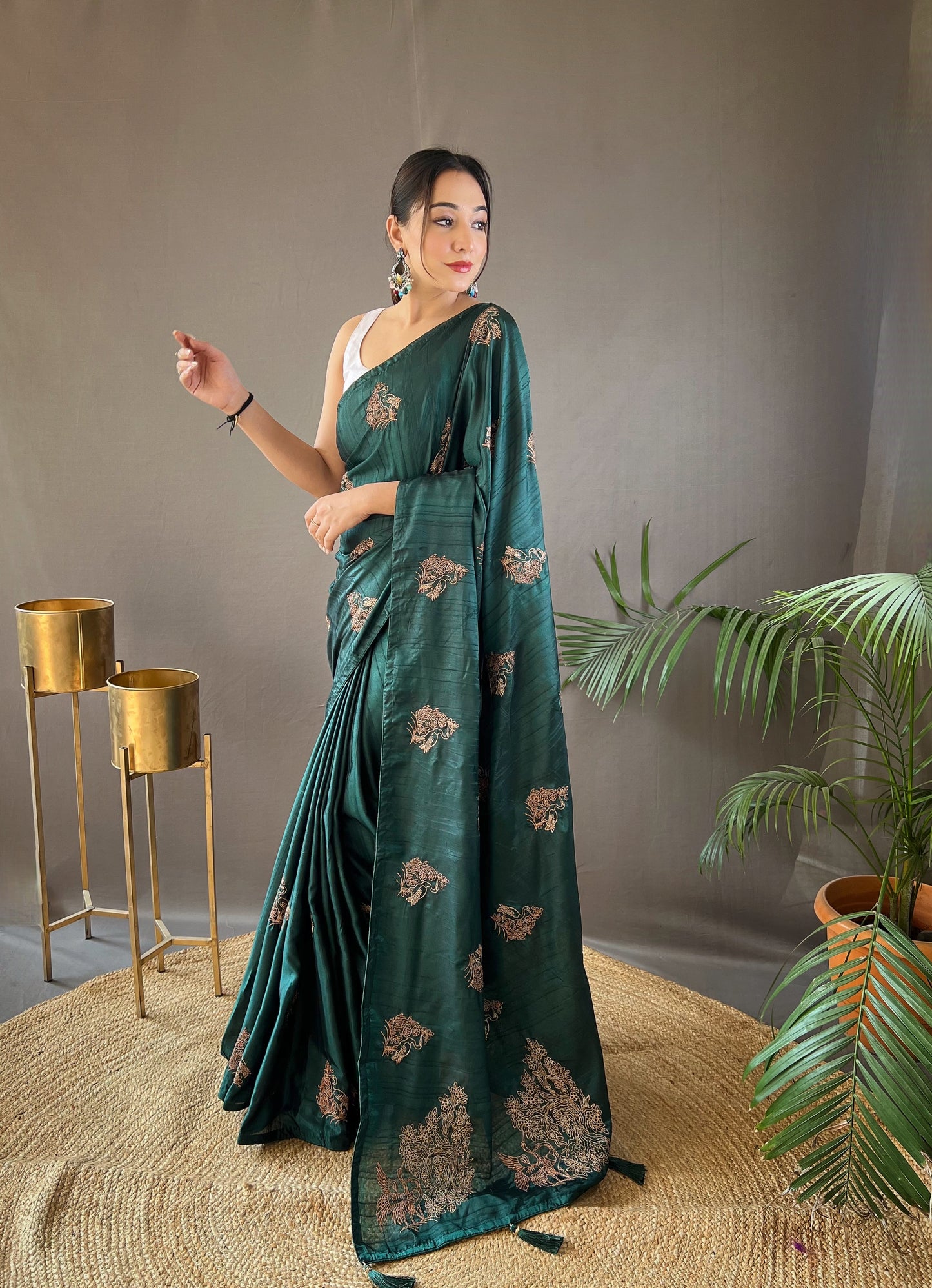 Green Amaya Silk Embroidered Saree