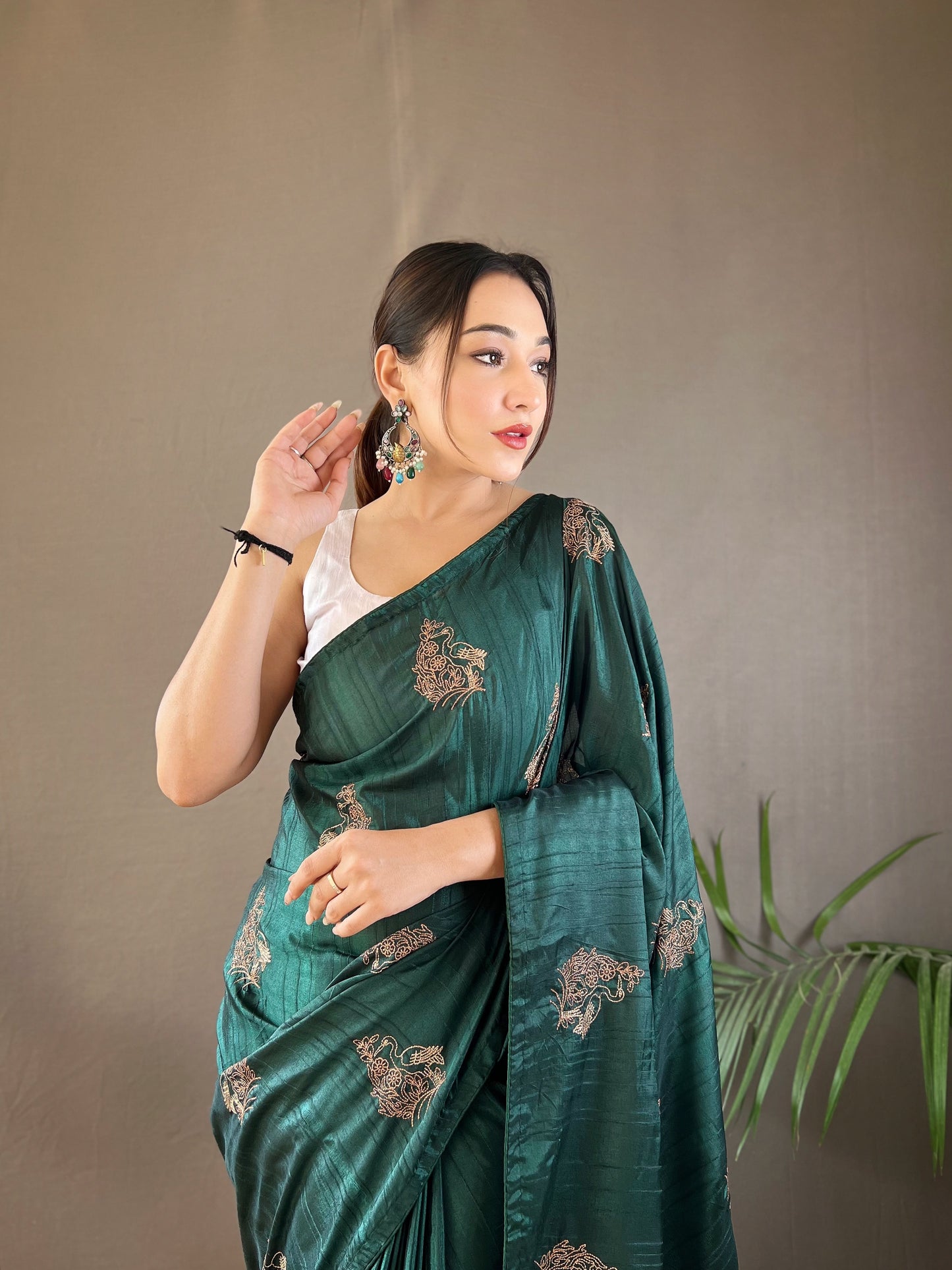 Green Amaya Silk Embroidered Saree