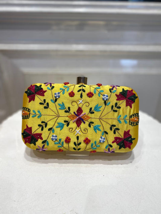 Elegant Satin Clutch for Women – Bridal, Festive & Evening Purse with Chain