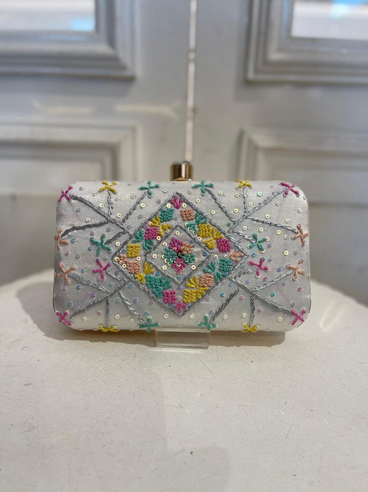 Luxury Poly Satin Clutch – Detachable Chain, Ideal for Weddings & Celebrations