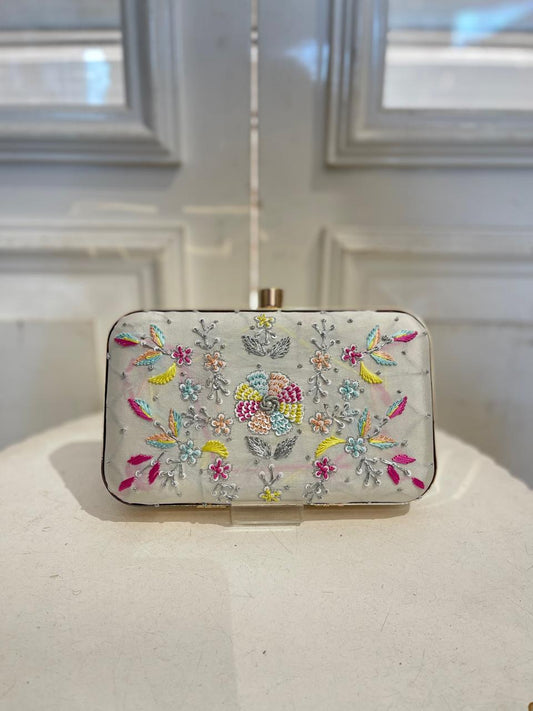 Poly Satin Clutch Bag for Women – Detachable Chain, Perfect for Bridal & Party Wear