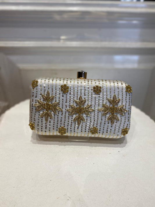 Poly Satin Clutch Bag for Women – Detachable Chain, Perfect for Bridal & Party Wear