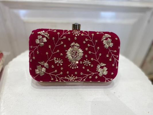 Red Poly Satin Clutch Bag for Women – Detachable Chain, Lightweight Party & Bridal Purse