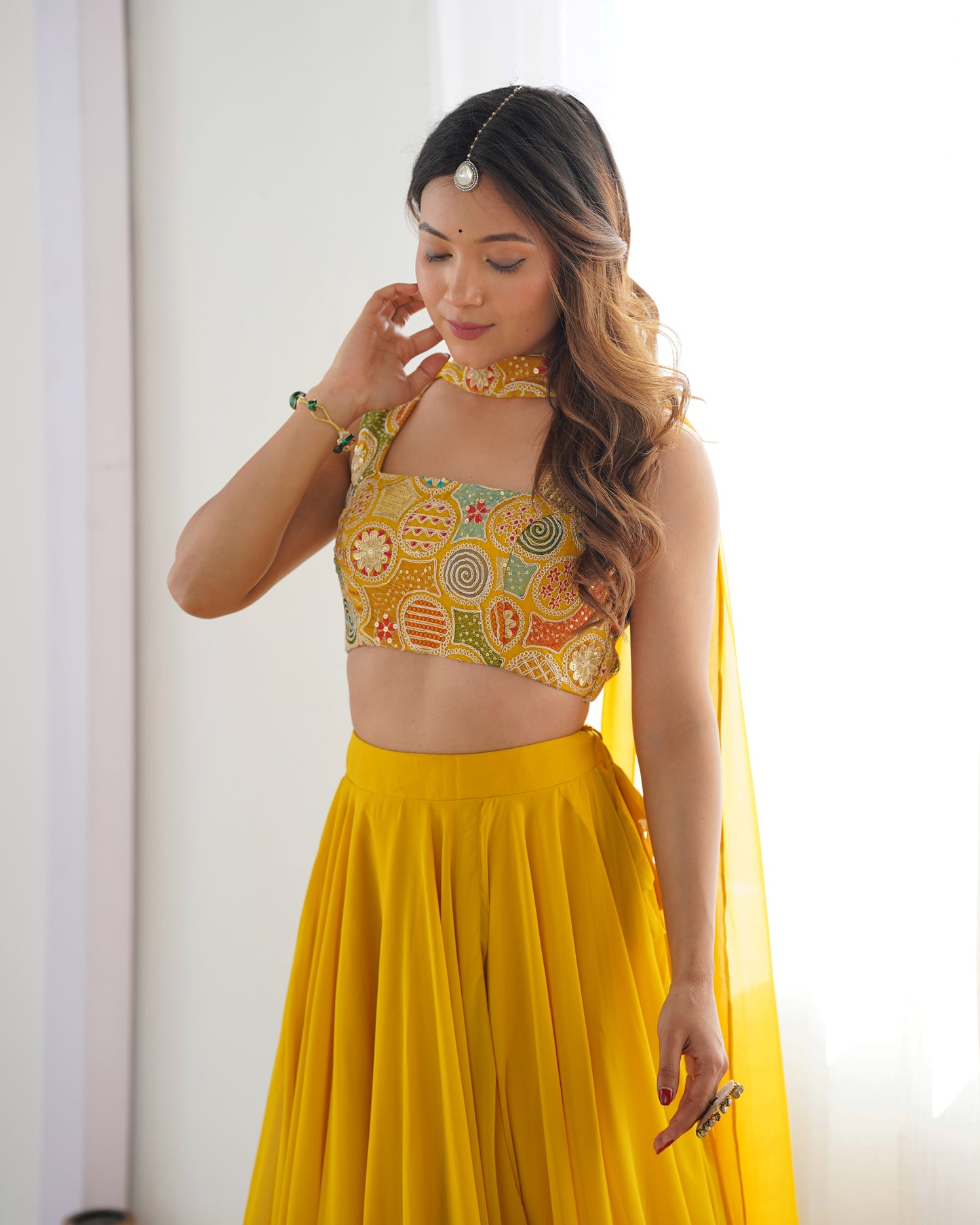 Introducing Our Exquisite Pure Soft Fox Yellow Georgette Lehenga Choli Set