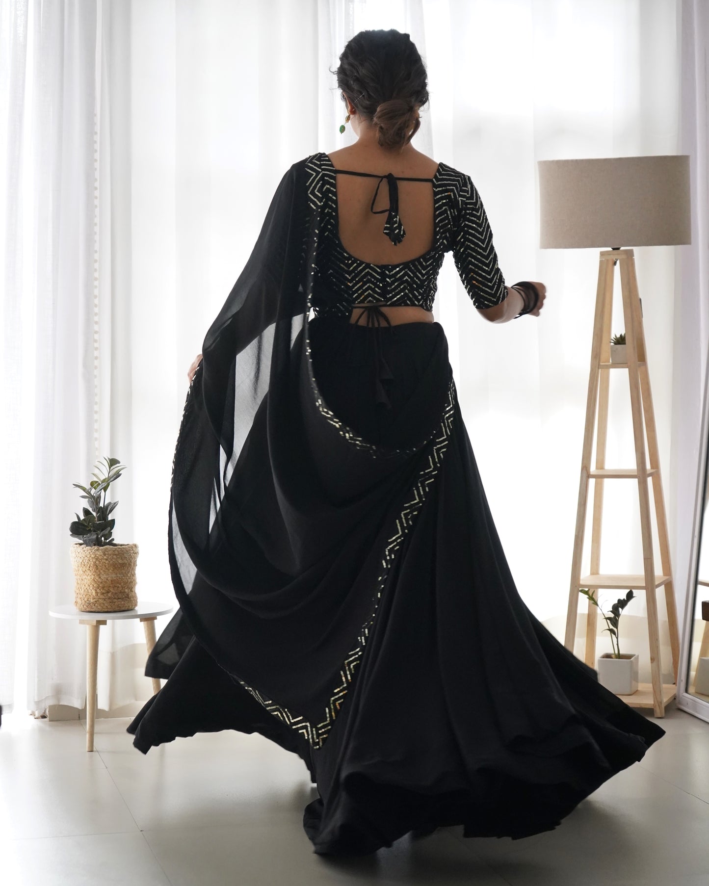 Ravishing Black Sequins Georgette Function Wear Lehenga Choli By Stylish Ethnic