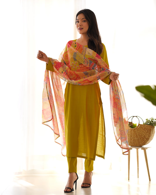 Liril Green Solid Viscose Kurta Set By Stylish Ethnic