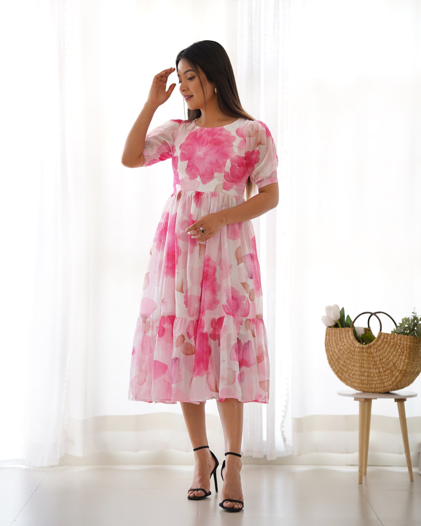 Organza Silk Floral Print Dress By Stylish Ethnic