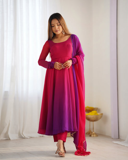 Elegant Heavy Pure Soft Fox Georgette Anarkali Suit with Colorful Padding and Dupatta