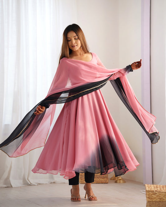 Elegant Heavy Pure Soft Fox Georgette Anarkali Suit with Colorful Padding and Dupatta