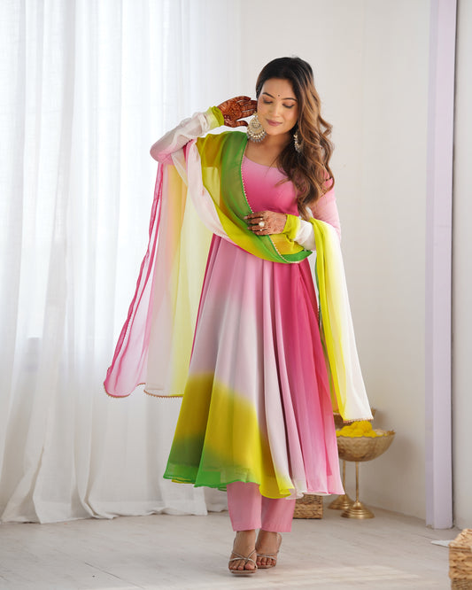 Elegant Heavy Pure Soft Fox Georgette Anarkali Suit with Colorful Padding and Dupatta