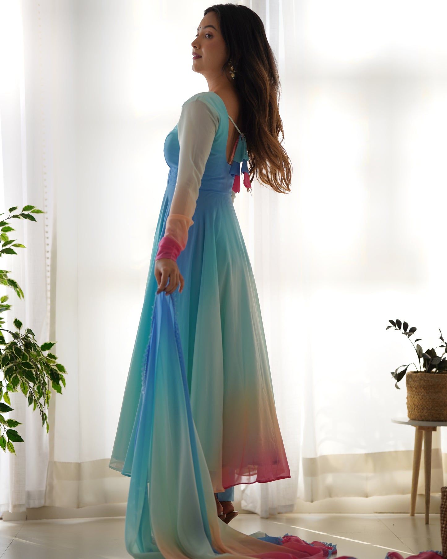 Multicolor Digital Print Faux Georgette Kurta Set By Stylish Ethnic