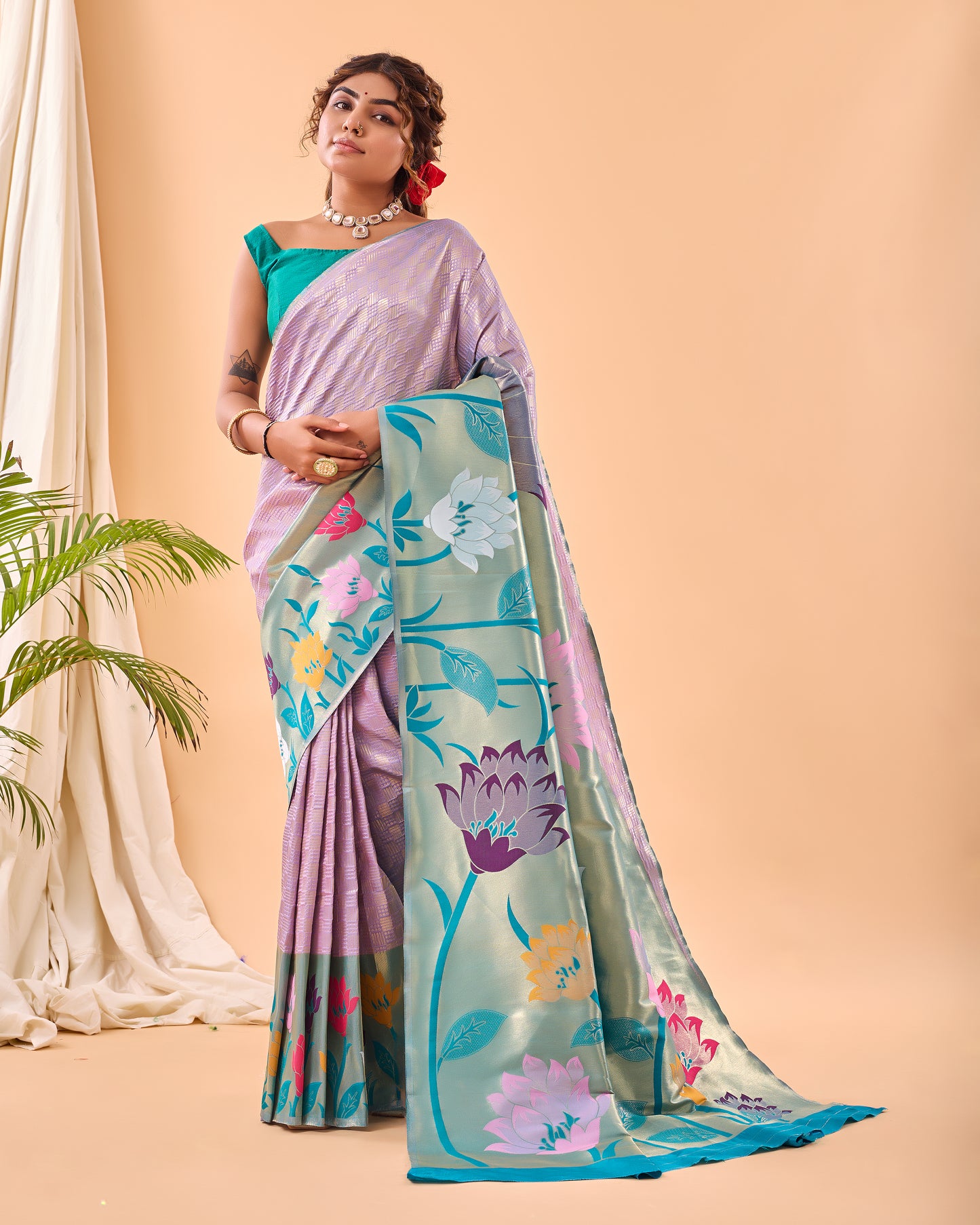 Languid Lavender Paithani Silk Saree