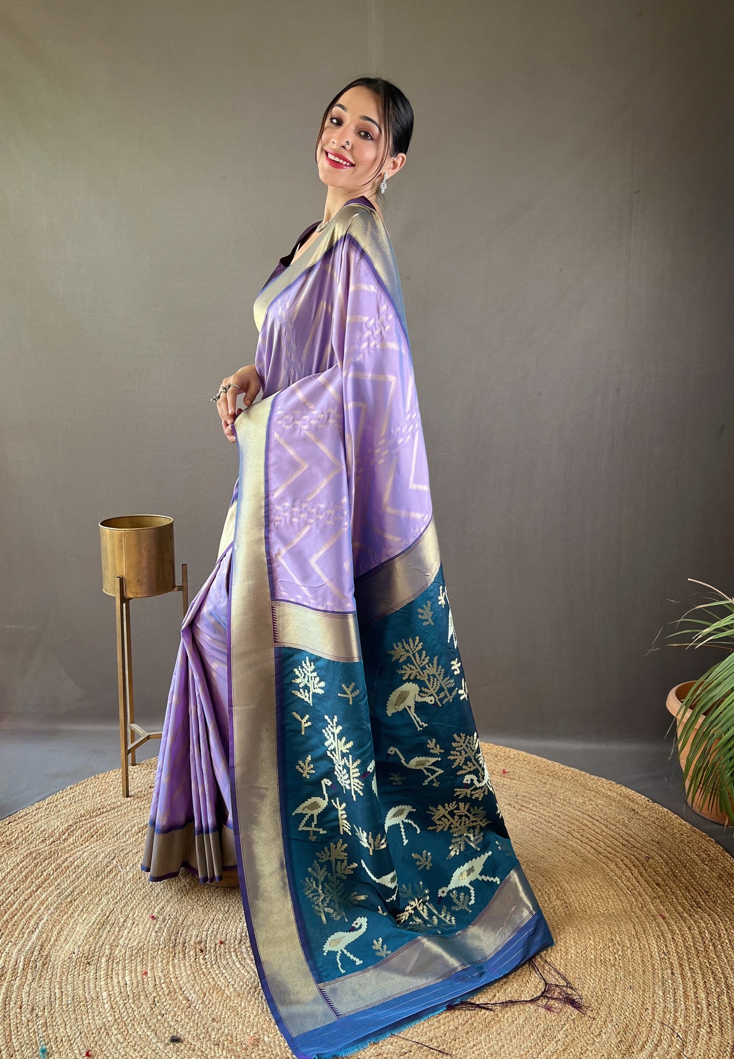 Bright Lavender Soft Banarasi Silk Saree