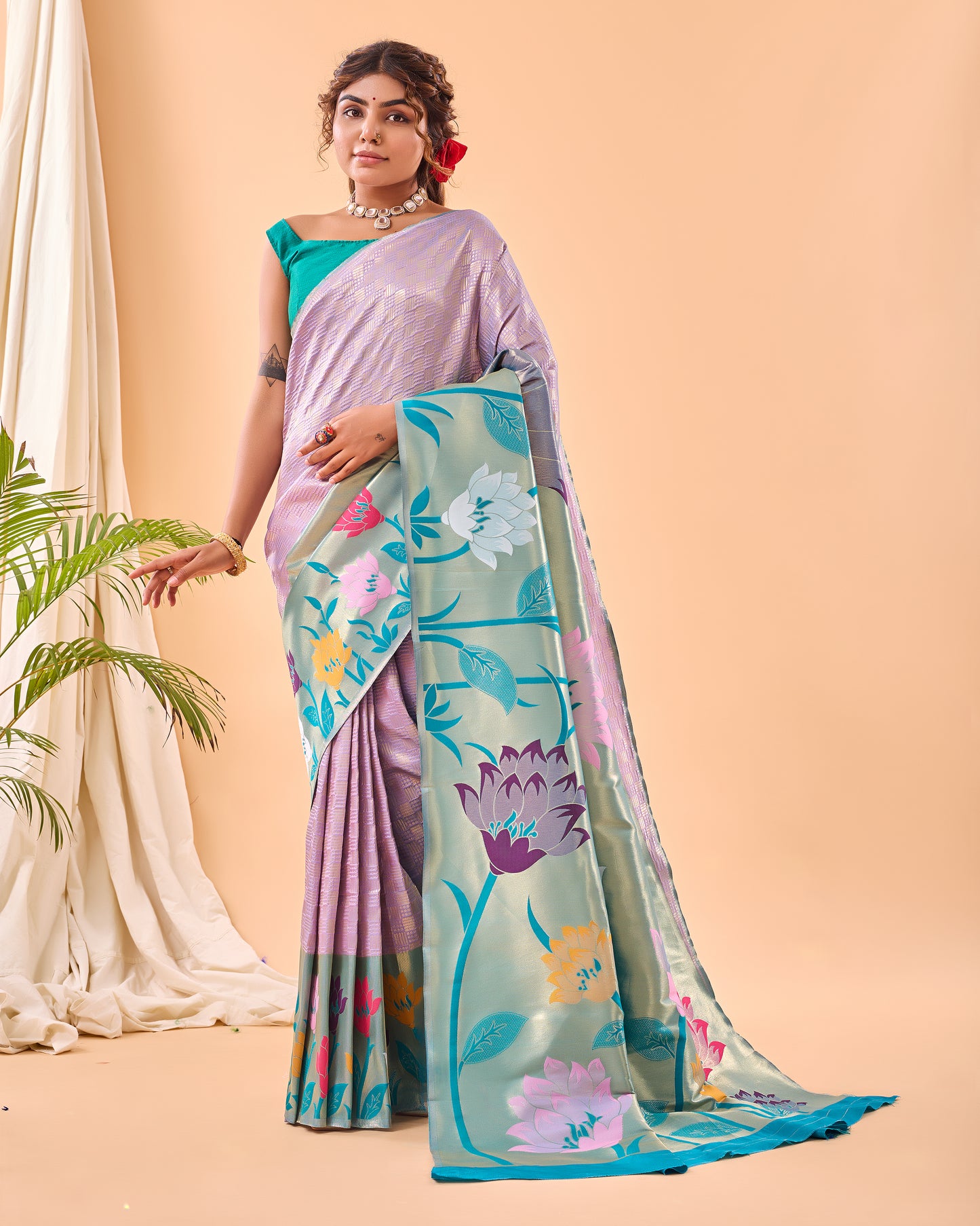 Languid Lavender Paithani Silk Saree