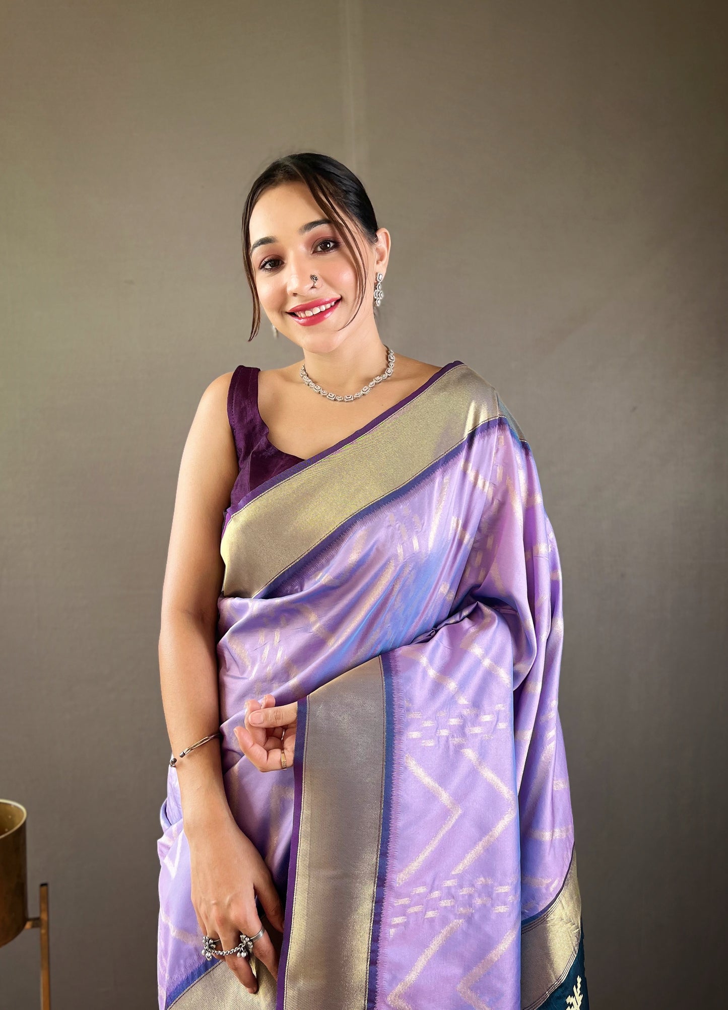 Bright Lavender Soft Banarasi Silk Saree