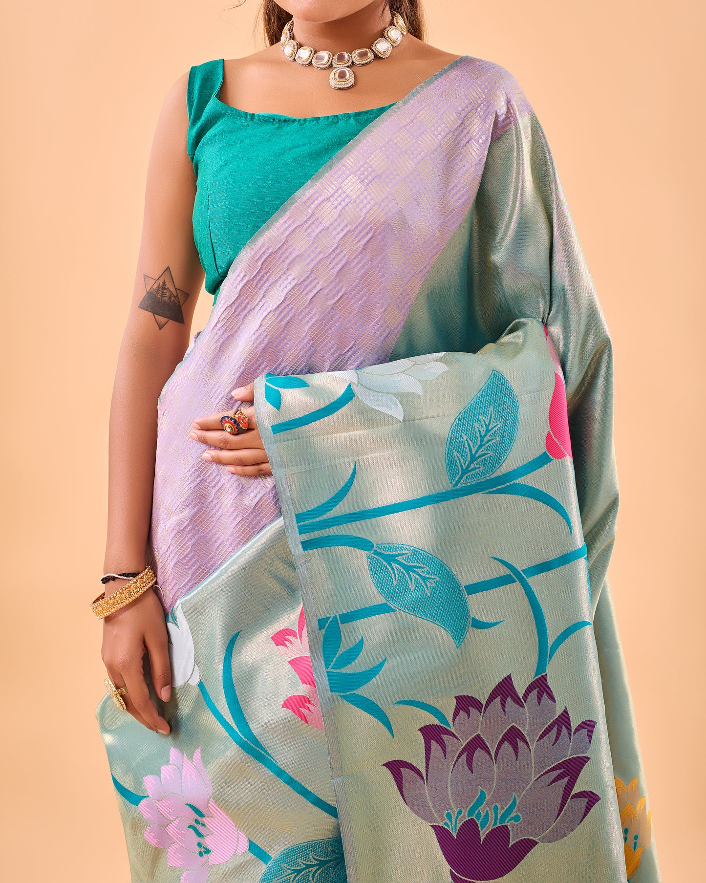 Languid Lavender Paithani Silk Saree