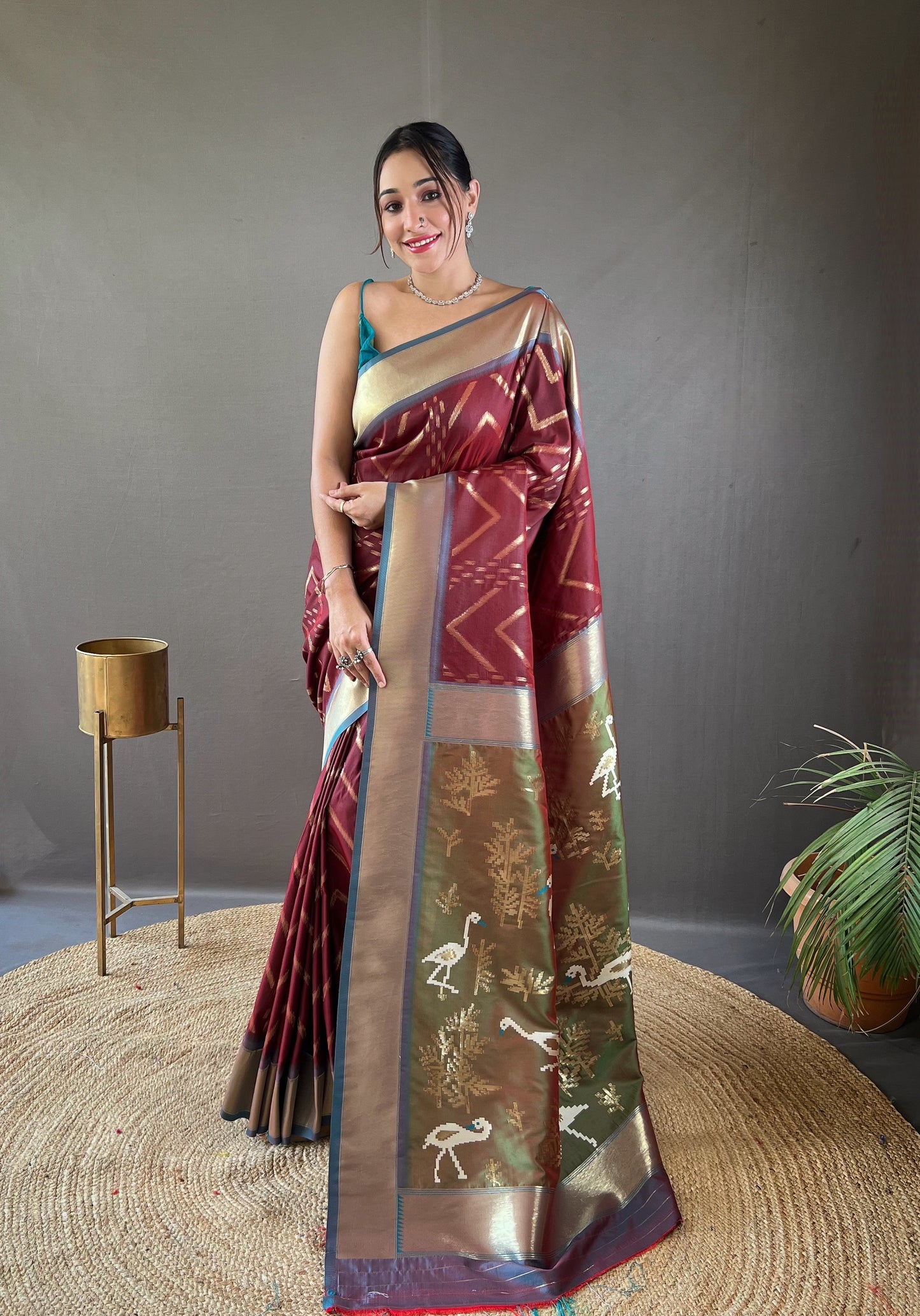 Wine Berry Soft Banarasi Silk Saree