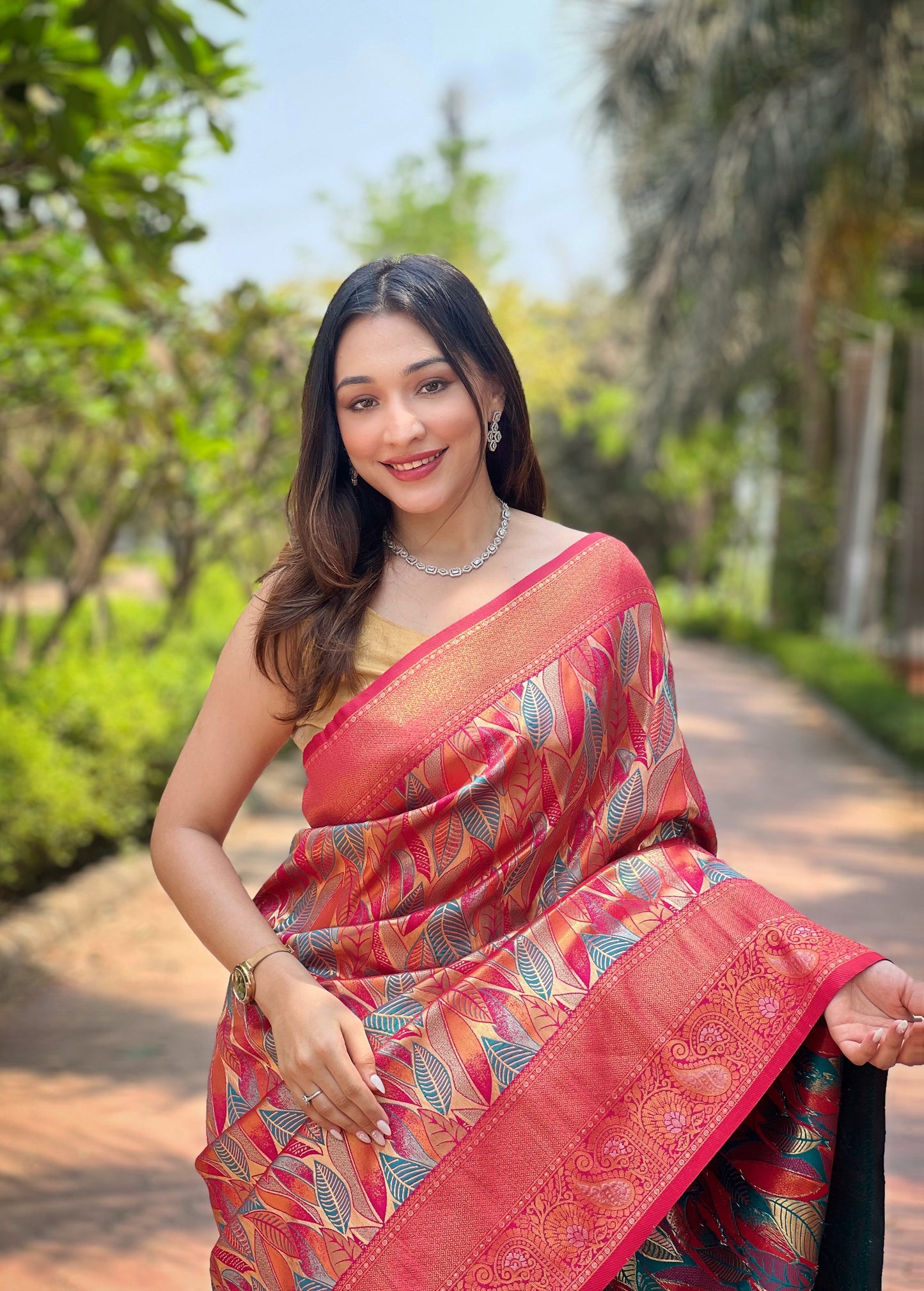 Pink Silk Weaving Traditional Saree