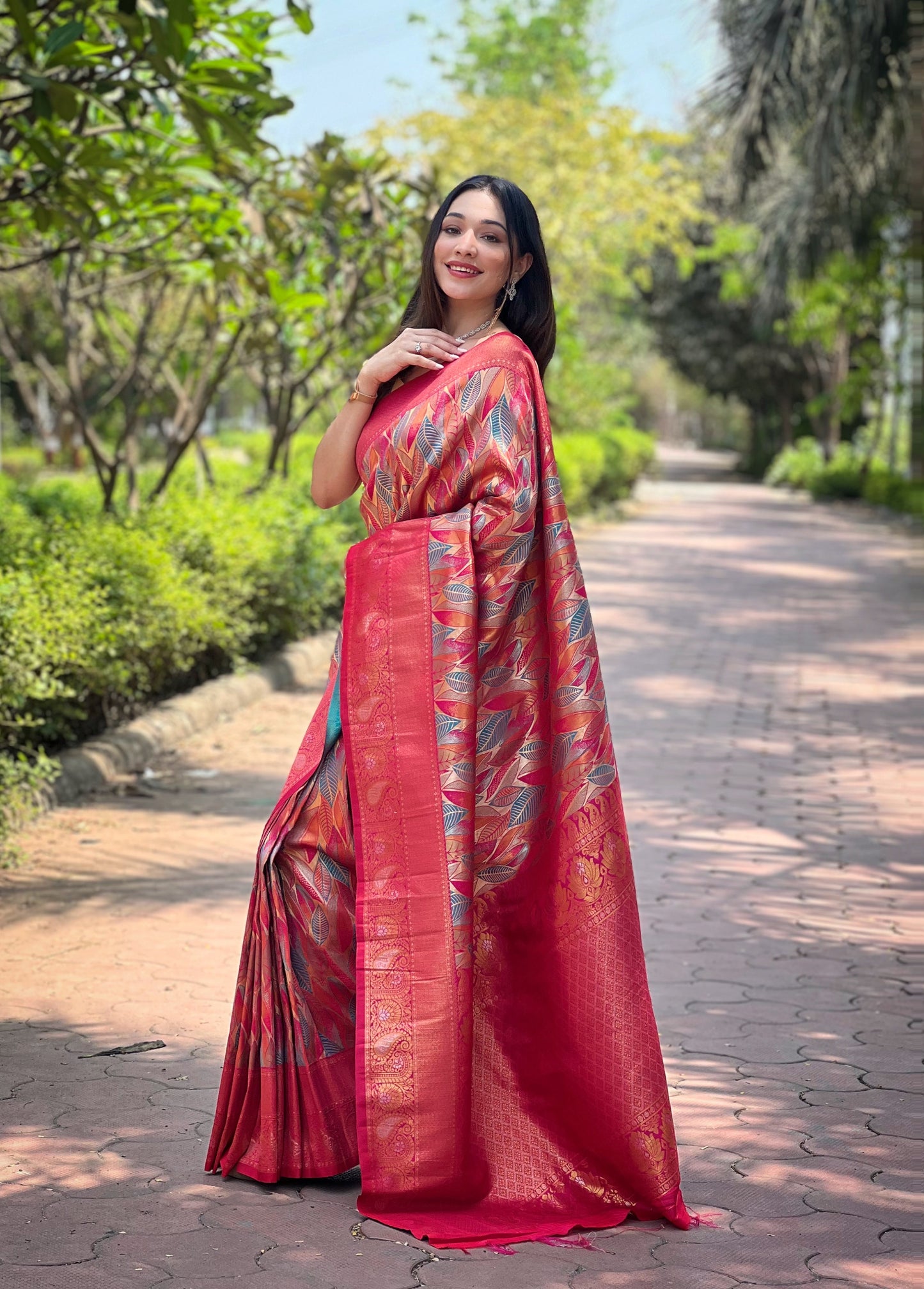 Pink Silk Weaving Traditional Saree